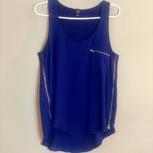 Windsor Electric Blue Tank Top w/ Zipper Detailing
